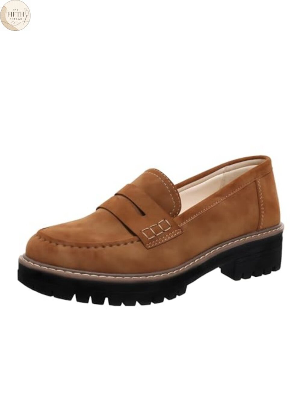 Women's Suede Platform Penny Loafers Chunky Slip On Work Shoes
